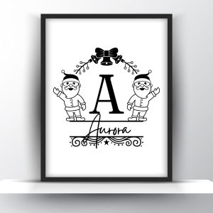Personalized Santa Christmas Monogram Printable Wall Art