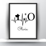 Personalized Santa Heartbeat Christmas Monogram Printable Wall Art