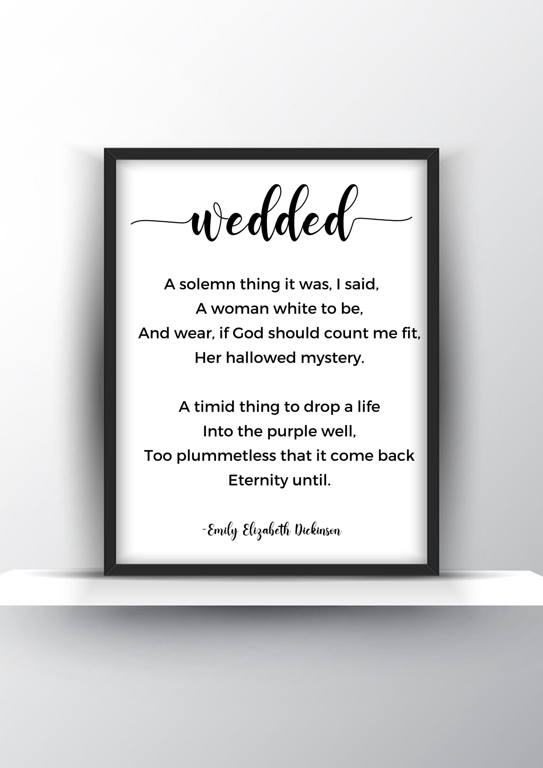 Wedded Poem by Emily Elizabeth Dickinson Printable Wall Art