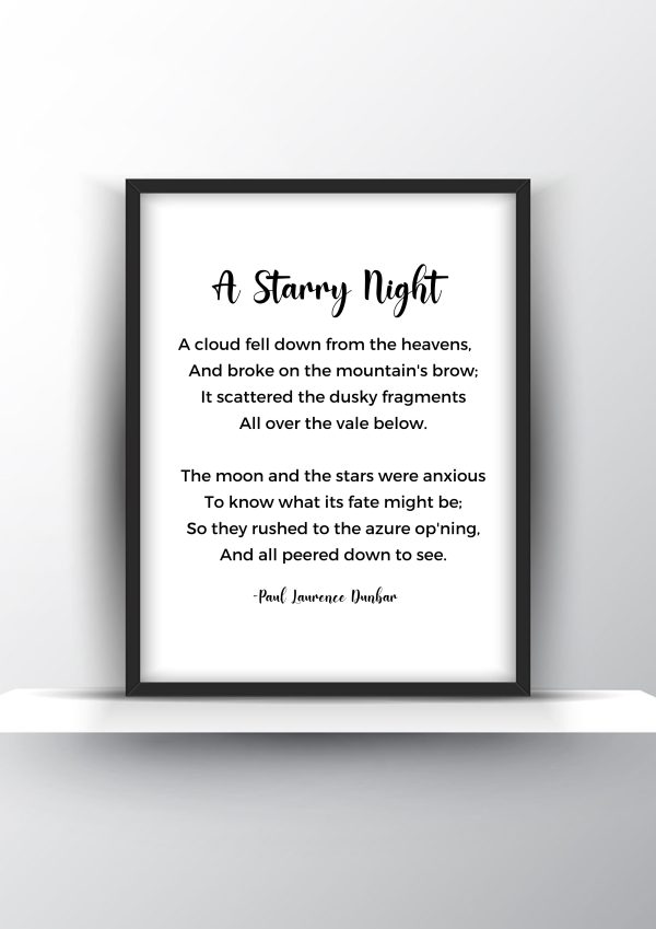 A Starry Night Poem by Paul Laurence Dunbar Printable Wall Art