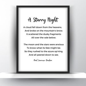A Starry Night Poem by Paul Laurence Dunbar Printable Wall Art