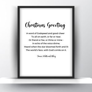 Christmas Greetings Poem by James Whitcomb Riley Printable Wall Art