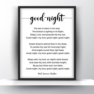 Good Night Poem by Paul Laurence Dunbar Printable Wall Art