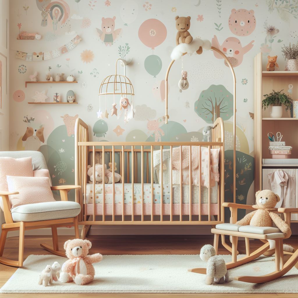 Nursery room with Wallpaper