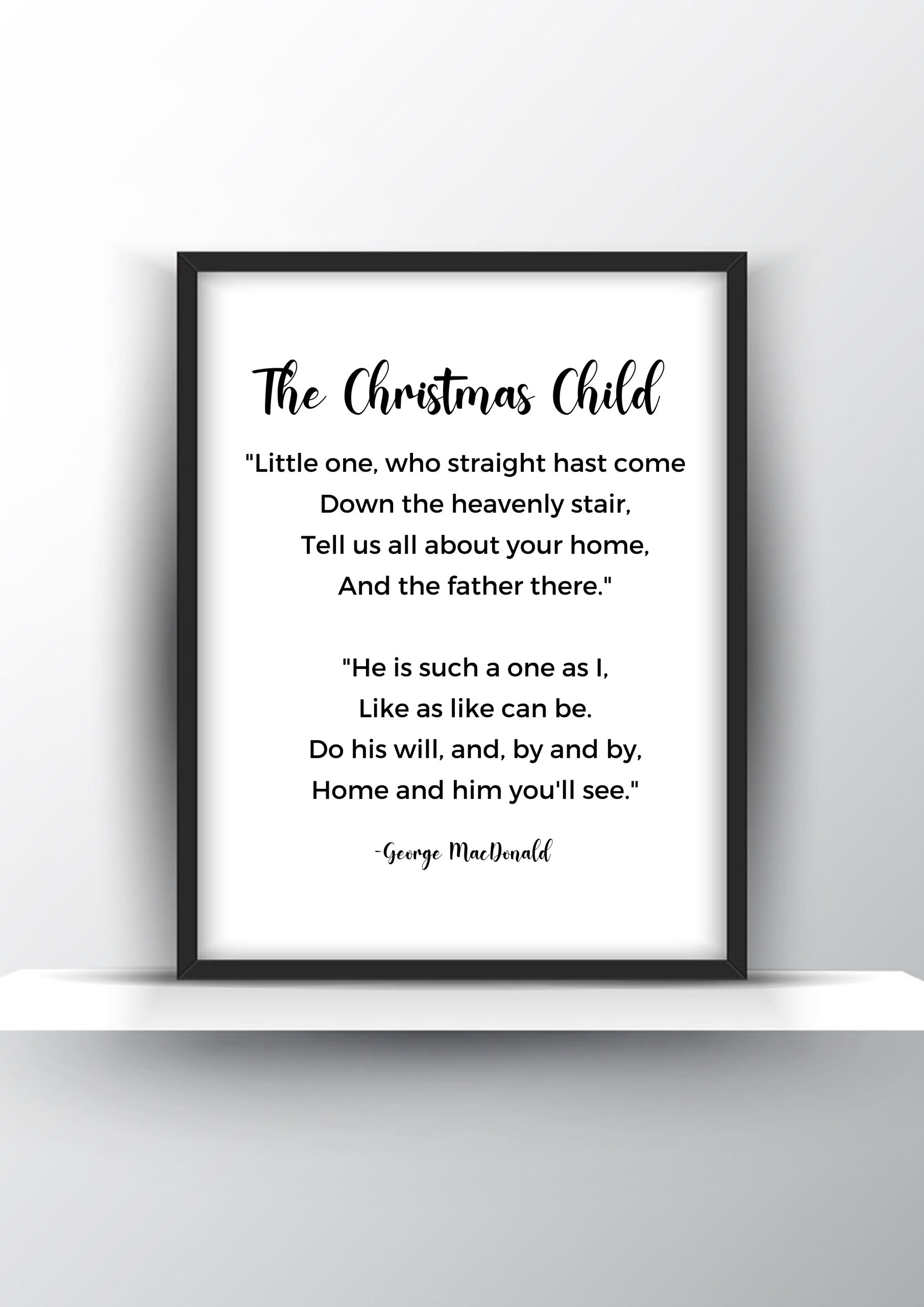 The Christmas Child Poem by George MacDonald Printable Wall Art