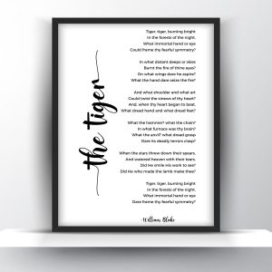 The Tiger Poem by William Blake Printable Wall Art