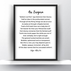 An Enigma Poem by Edgar Allan Poe