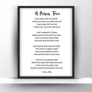 A Poison Tree Poem by William Blake Printable Wall Art