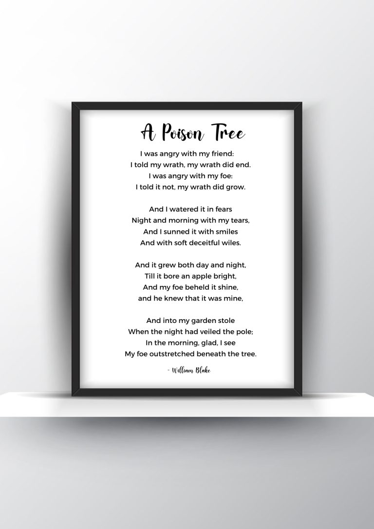 Posen Tree A Poison Tree Poem by William Blake Printable Wall Art - Shark Printables