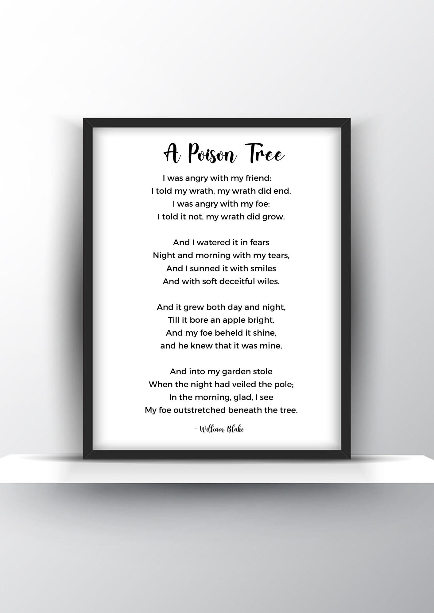 A Poison Tree Poem by William Blake - Home Decor - Digital Download