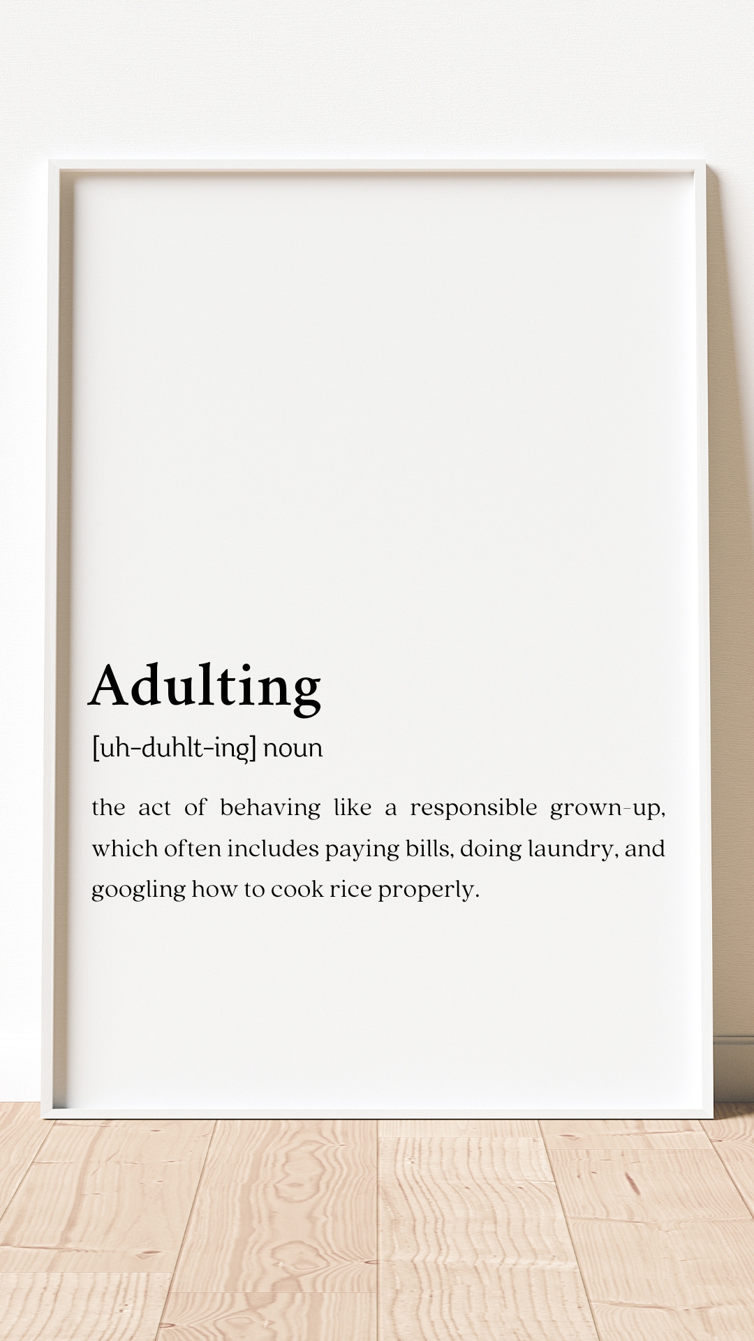 Adulting Funny Definition Wall Art