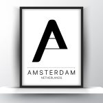 Amsterdam City Typography Printable Wall Art - City Print Wall Art - Home Decor - Digital Download