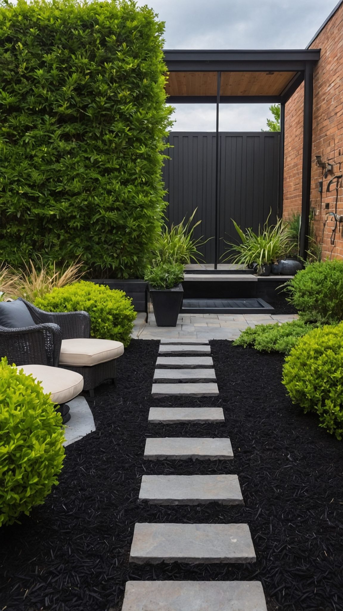 Black Mulch Backyard Landscaping Ideas for Your Home - Shark Printables