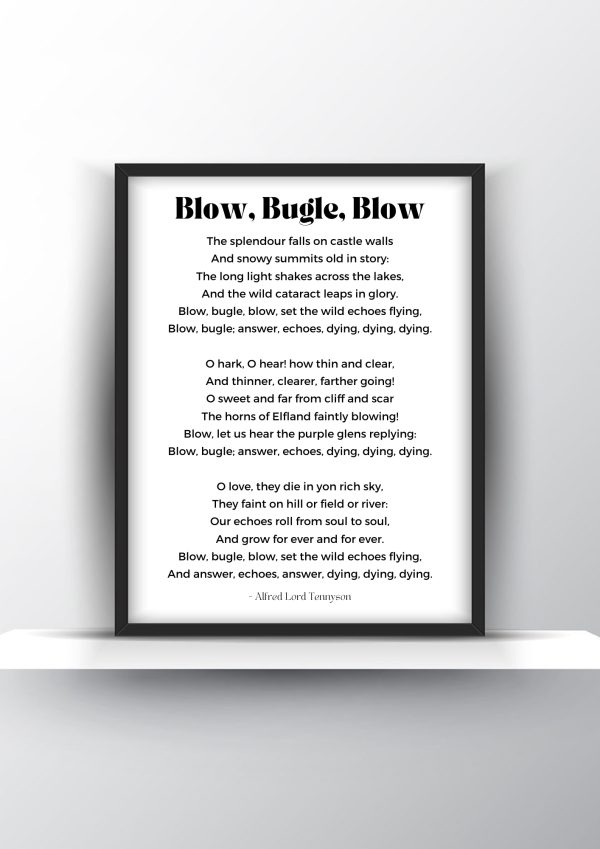 Blow, Bugle, Blow Poem by Alfred Lord Tennyson - Home Decor - Digital Download