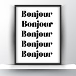 Bonjour Printable Wall Art - Home Decor - Digital Download