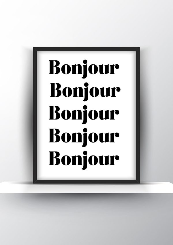 Bonjour Printable Wall Art - Home Decor - Digital Download