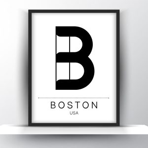 Boston City Typography Printable Wall Art – City Print Wall Art