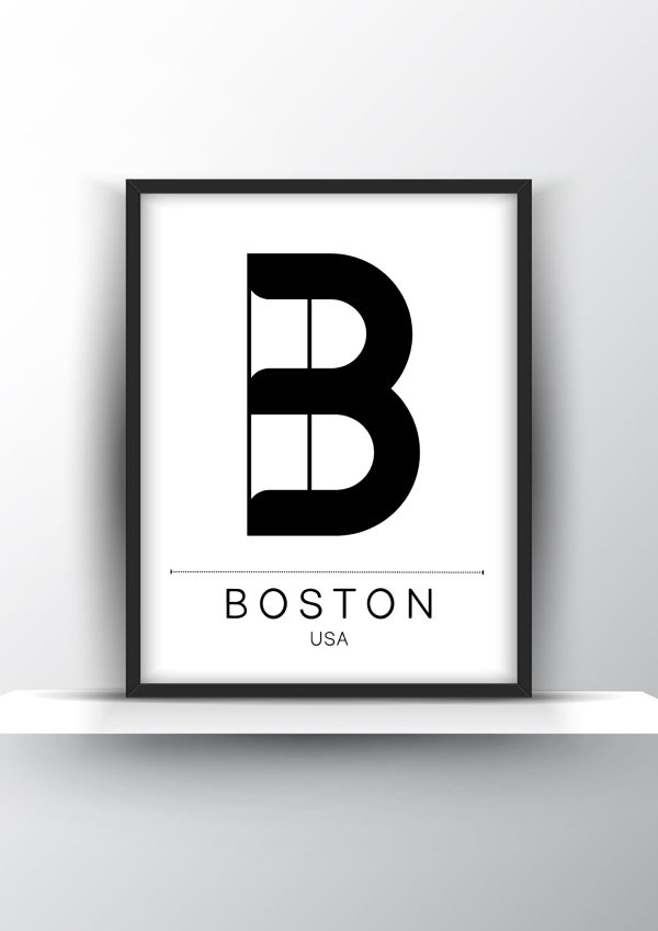 Boston City Typography Printable Wall Art - City Print Wall Art - Home Decor - Digital Download