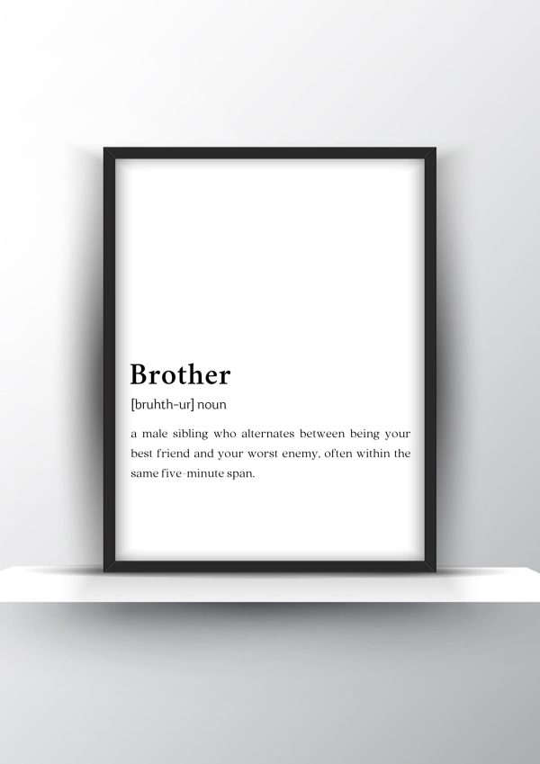 Brother Funny Definition - Family Wall Art - Home Decor - Digital Download