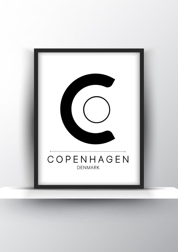 Copenhagen City Typography Printable Wall Art - City Print Wall Art - Home Decor - Digital Download