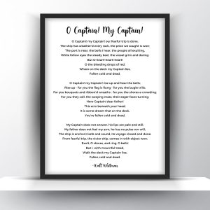 O Captain! My Captain! Poem by Walt Whitman Printable Wall Art