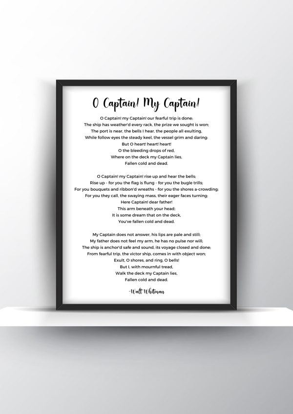 O Captain! My Captain! Poem by Walt Whitman - Home Decor - Digital Download