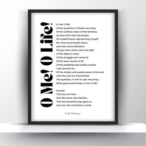 O Me! O Life! Poem by Walt Whitman Printable Wall Art