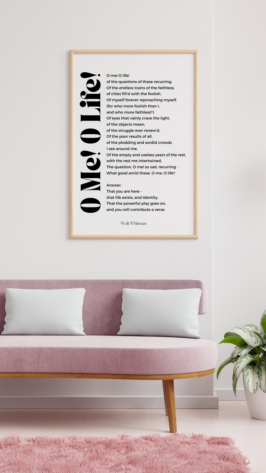 O Me! O Life! Poem by Walt Whitman Poetry Wall Art