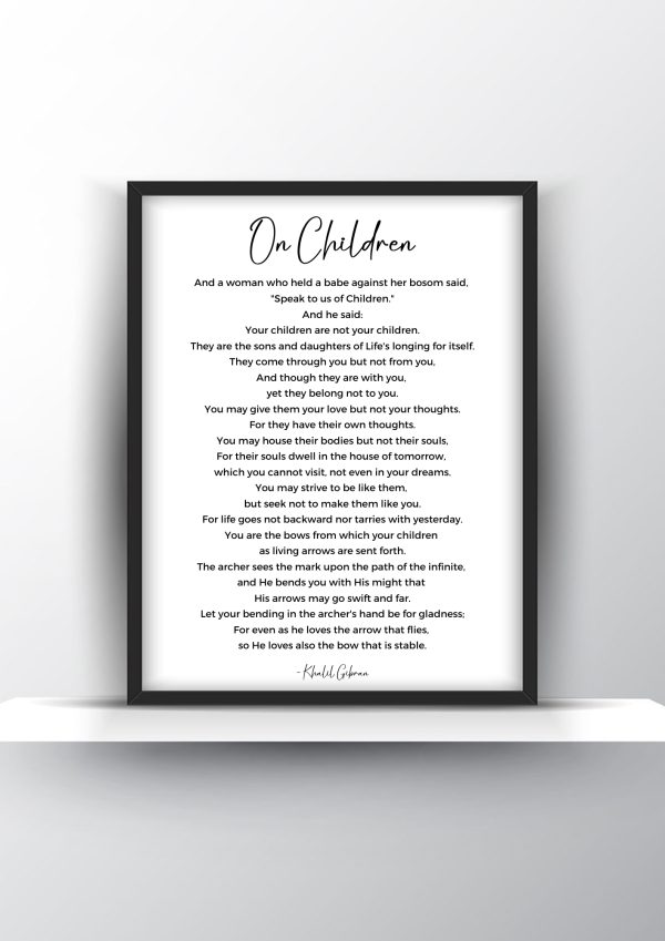 On Children Poem by Khalil Gibran - Home Decor - Digital Download