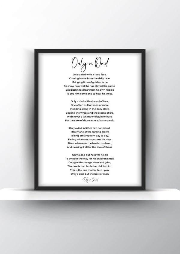 Only a Dad Poem by Edgar Guest - Home Decor - Digital Download