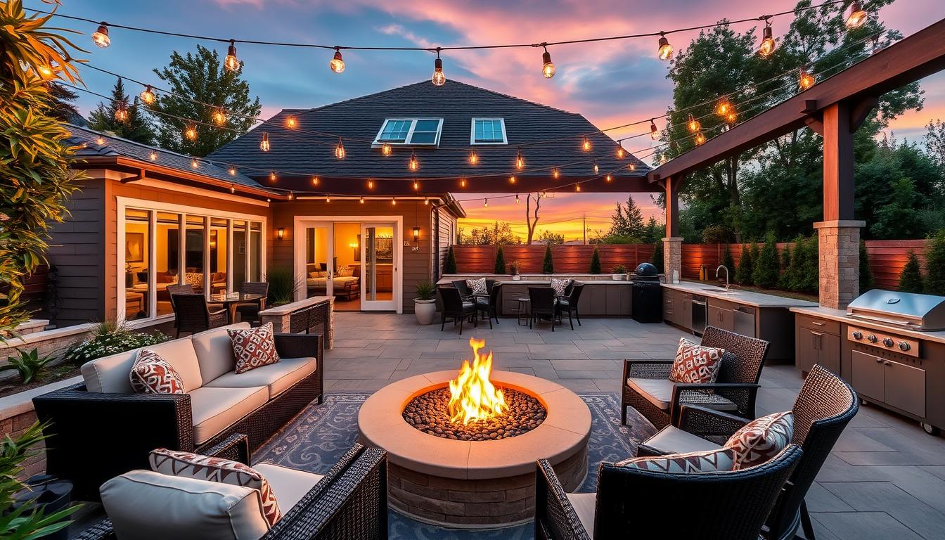 Outdoor Living Space with Fireplace