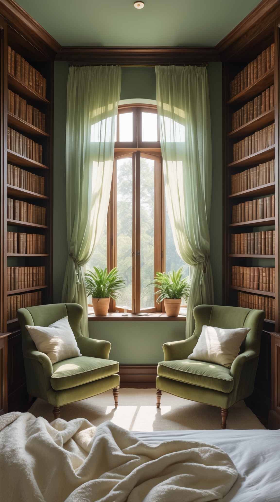 Sage Green for a Cozy Reading Nook